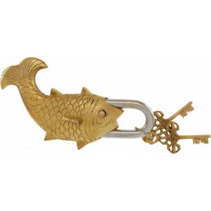 Brass Fish Trick Puzzle Padlock