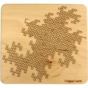 Wooden Fractal Tray Puzzle Dragon Curve